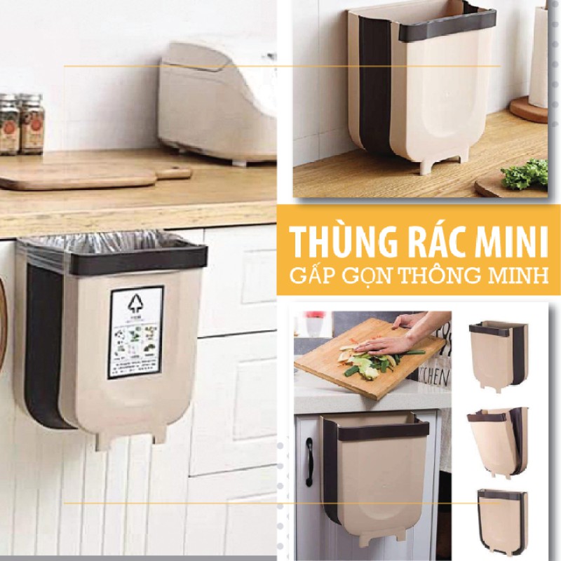 Thùng rác thông minh gấp gọn làm bằng nhựa cứng dùng để treo tủ bếp sau ghế ô tô thiết kế gọn nhẹ tiện dụng.