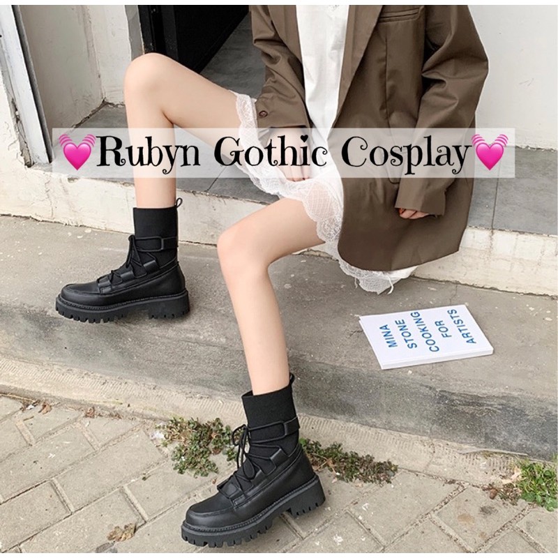 [Sẵn]  Giày Boots Chiến Binh cổ cao buộc dây cá tính mẫu mới 2021 ( Size 35 - 40 )