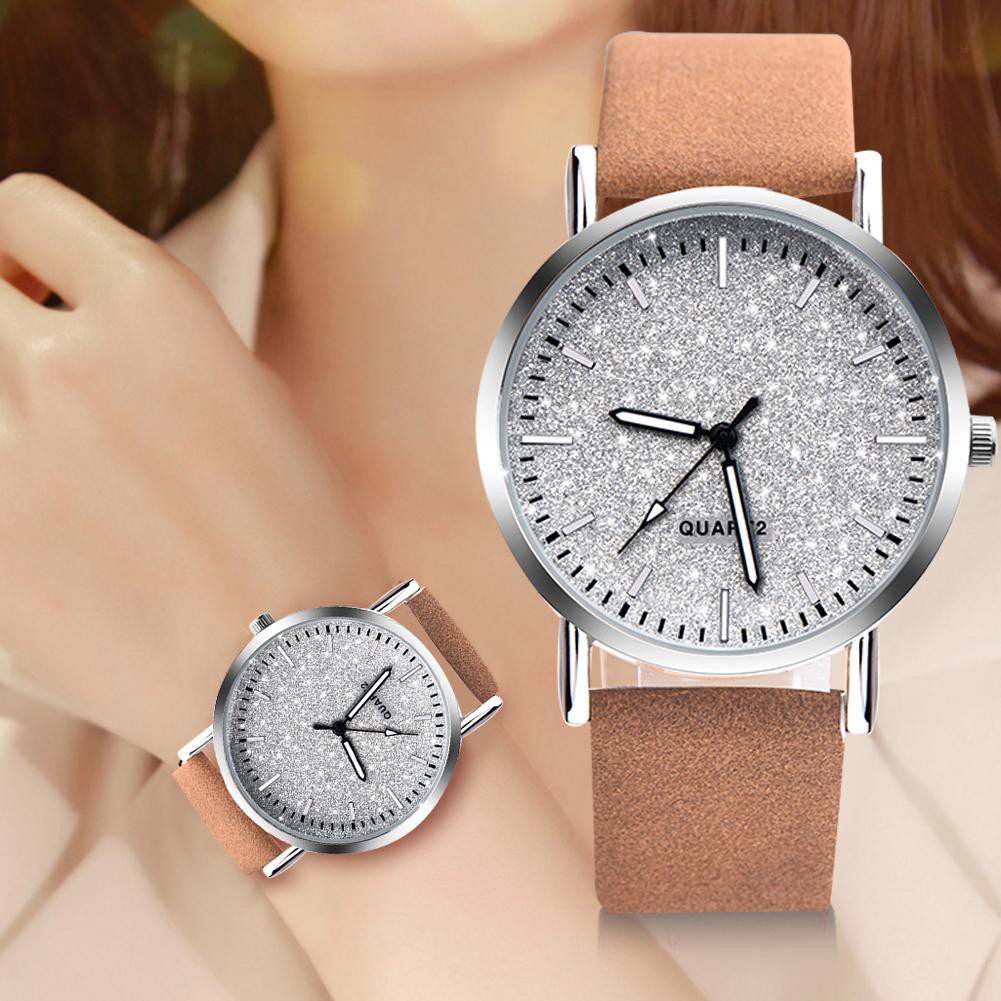 MINIMAL Đồng Hồ Analog Máy Quartz Mặt Tròn Dây Da Cho Nữ