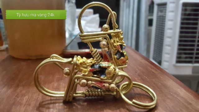 Móc khoá tỳ hưu mạ vàng 24k