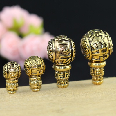 Hạt mẫu châu bằng đồng khắc Lục Tự - Pháp khí Mật Tông - Phật giáo Tây Tạng