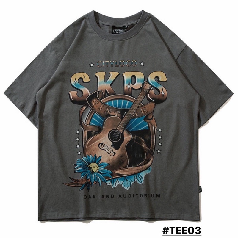 Áo phông SKPS chuẩn hàng 100% Cotton form rộng in hình cây đàn