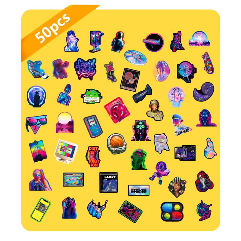 Set 50 miếng dán trang trí xe đạp/mũ bảo hiểm và đàn piano