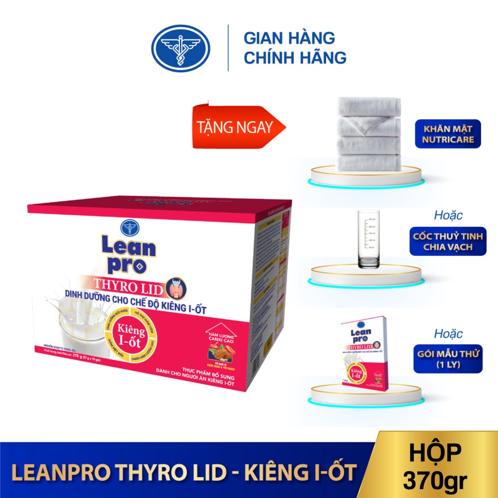 01 hộp sữa Leanpro Thyro LID 370g (10gói x 37g) – Dinh dưỡng tối ưu cho người kiêng I-ốt, bệnh lý tuyến giáp
