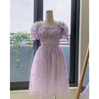 Đầm công chúa tay bồng vải organza, đầm princesscore - Flower & Dot