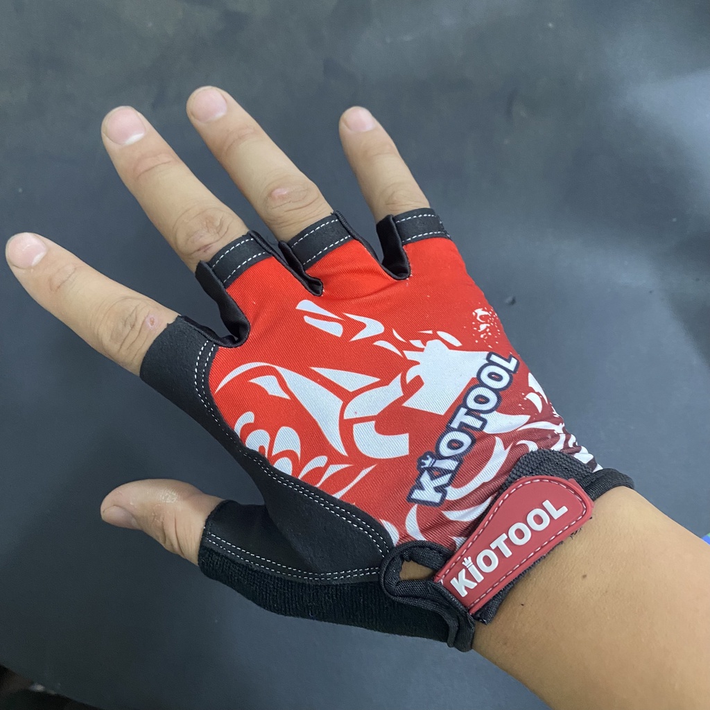 Găng tay xe đạp Kiotool tập gym tập thể dục thoáng khí nhám trống trơn