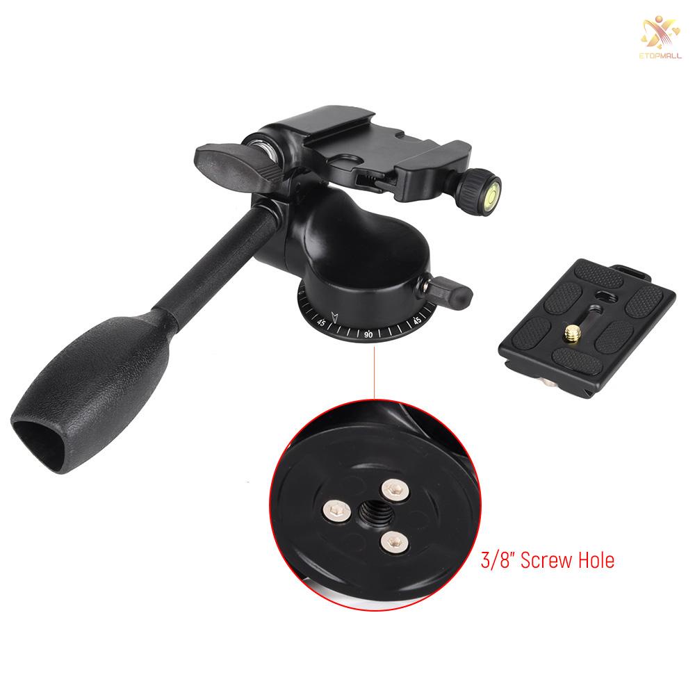 ET Andoer Q08 Video Tripod Ball Head 3-way Fluid Head Rocker Arm with Quick Release Plate for DSLR Camera Tripod Monopod