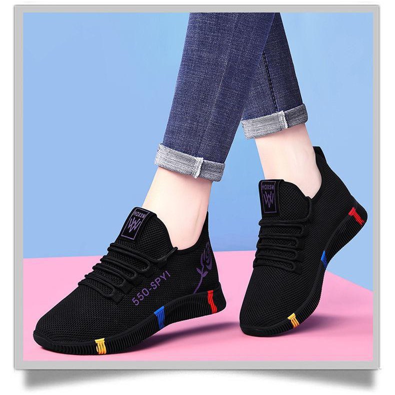 Giày nữ thể thao sneaker - đế 3 vạch gót hoa hồng có 2 màu