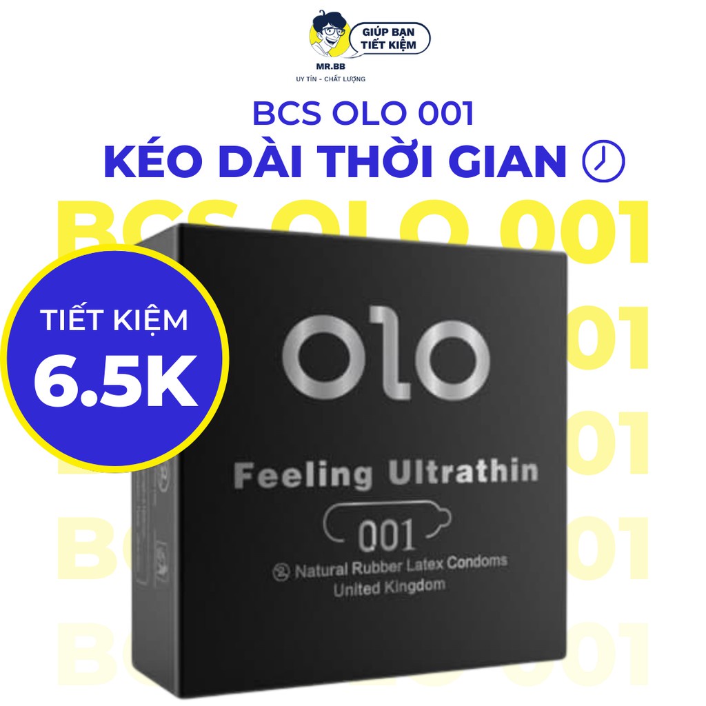 Bao cao su đen siêu mỏng 0.01 OLO vietnam chính hãng kéo dài thời gian, siêu bền Mr.BB