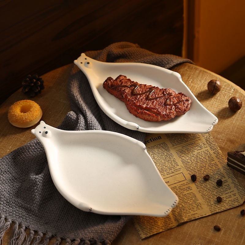 Đĩa Sứ Màu Trắng Thiết Kế Độc Đáo Dễ Thương Phong Cách Nhật Bản Tiện Dụng