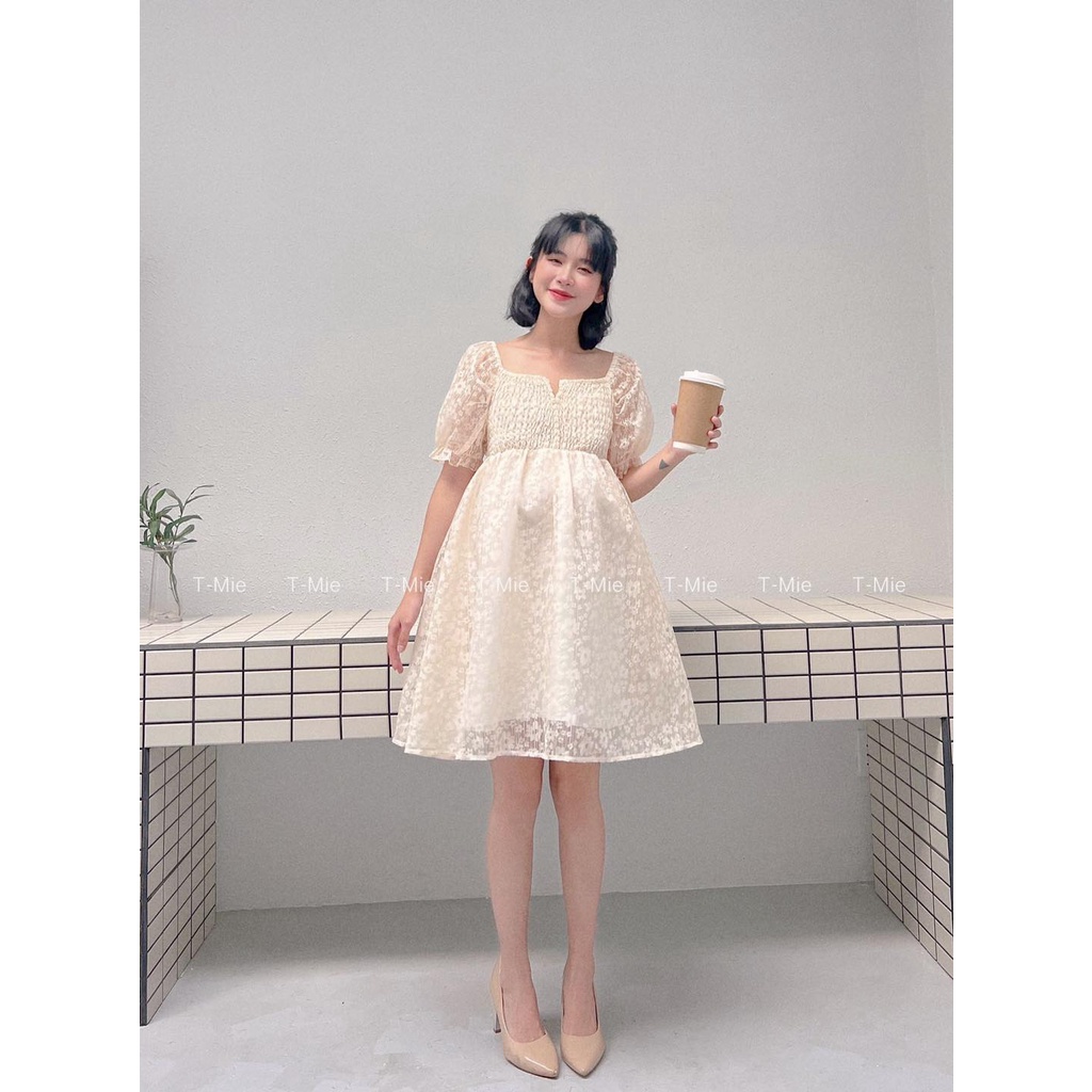 T-Mie | Đầm Bầu Thiết Kế Cao Cấp Cổ V Form Babydoll Siêu Sang Chảnh Công Sở Đi Tiệc Đẹp