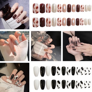 Bộ 24 miếng dán trang trí móng tay trong suốt hình bò sữa đáng yêu DIY