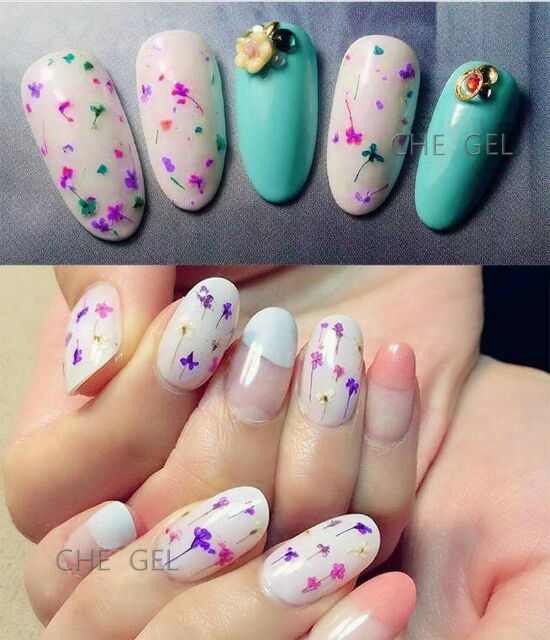 Gel hoa khô ẩn phụ kiện độc đáo đẹp lạ giúp trang trí móng xinh tuyệt vời. 6 màu cơ bản cute giúp thợ