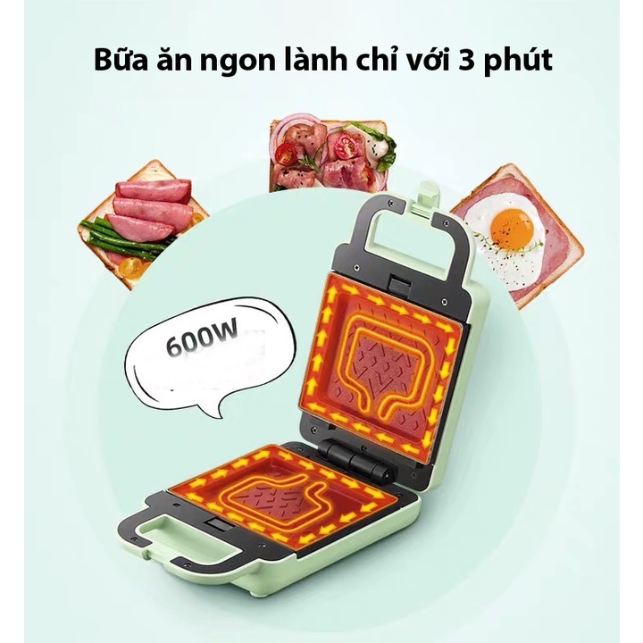 Máy Nướng Bánh Mì Bear - Kẹp Nướng Bánh Sandwich Làm Bánh Waffle, Rán Trứng Xúc Xích