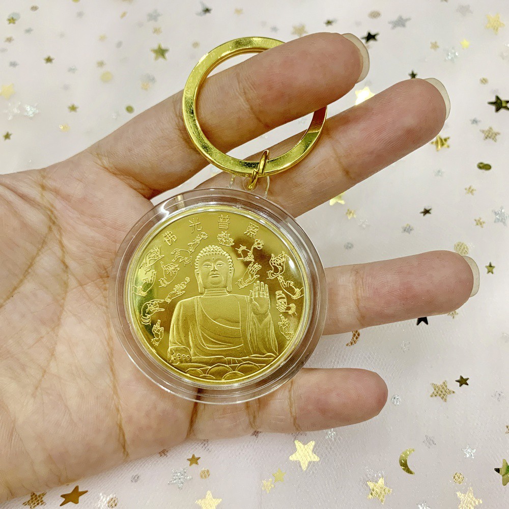 Móc khóa Đồng Xu Phật A Di Đà là món quà tặng ý nghĩa, cầu bình an, may mắn, mang ý nghĩa tâm linh