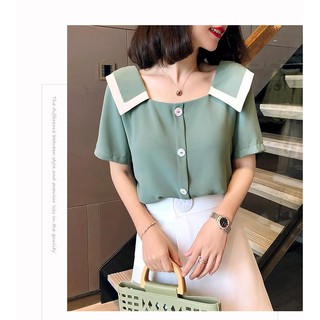 ÁO CỔ SEN PHỐI MÀU DỄ THƯƠNG💖FREESHIP💖