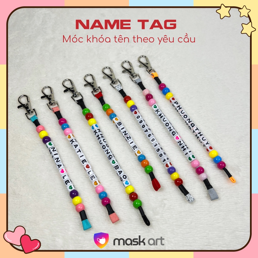 Name tag / Móc khóa treo balo dễ thương cho bé ,làm tên theo yêu cầu Maskart