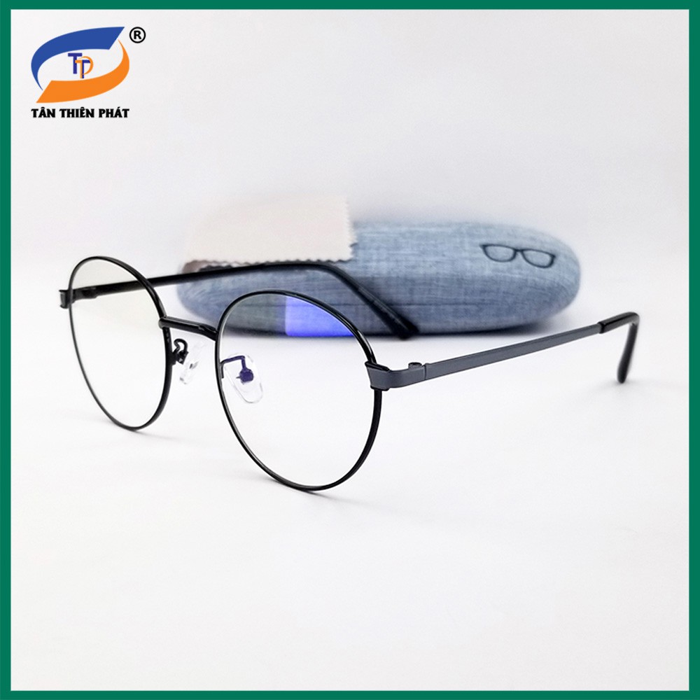 Gọng kính mắt tròn nam nữ kim loại thời trang 29223. Tròng giả cận 0 độ, chống ánh sáng xanh, chống tia UV
