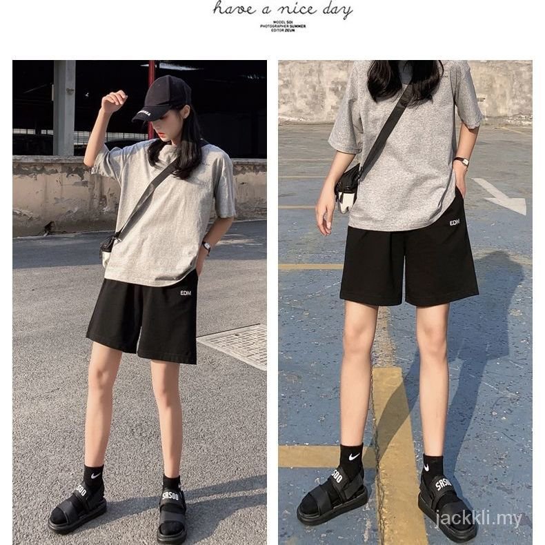 Đen Quần Short Thể Thao Lưng Cao Ống Rộng Phong Cách Hàn Quốc Thời Trang Mùa Hè Cho Nữ | BigBuy360 - bigbuy360.vn