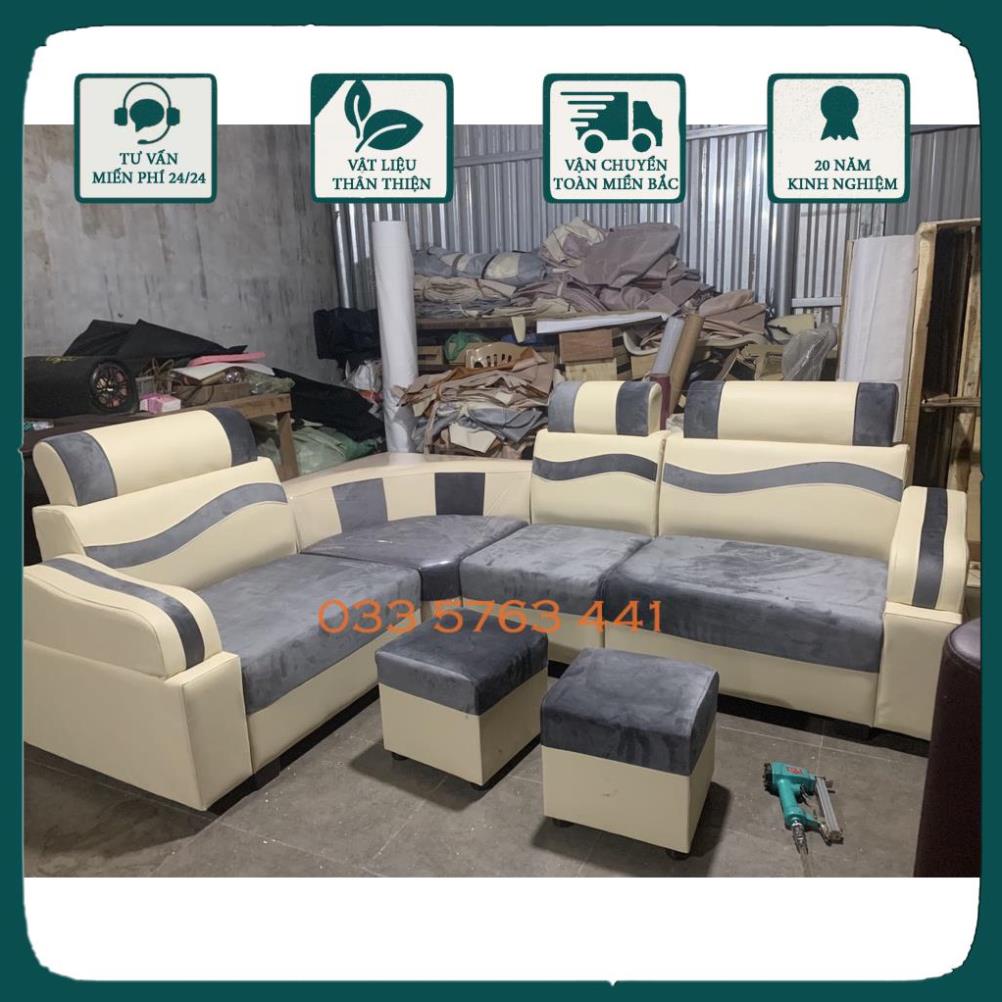 Ghế ngồi phòng khách - sofa khung gỗ tự nhiên bọc đệm vải nỉ hoặc da tùy chọn kích thước góc L 2m1x1m9 @