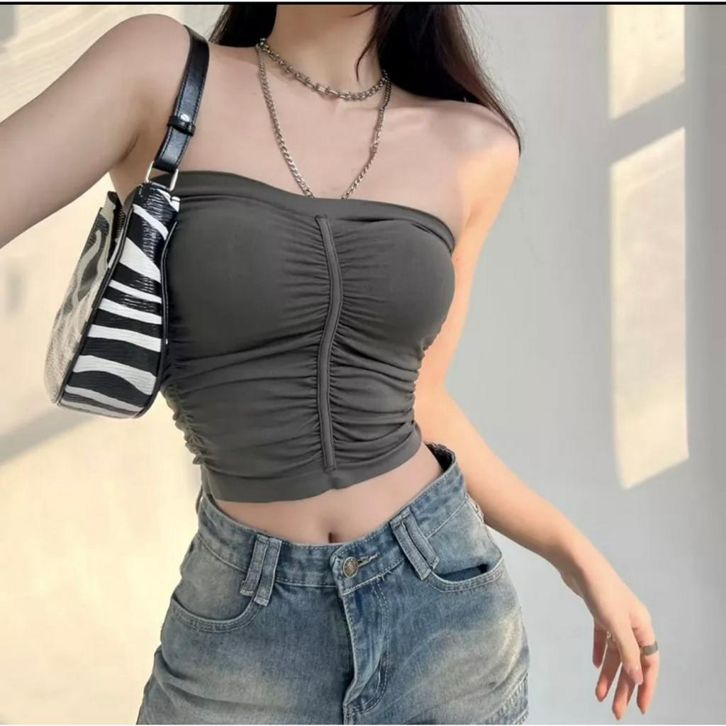 Áo Bra Quây Nhún Không Dây Cúp Có Đệm Ngực Tone Màu Siêu Tây Mã 1886