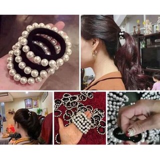 Chun Buộc Tóc, Thun Cột Tóc Đính Hạt Giả Ngọc Siêu Bền