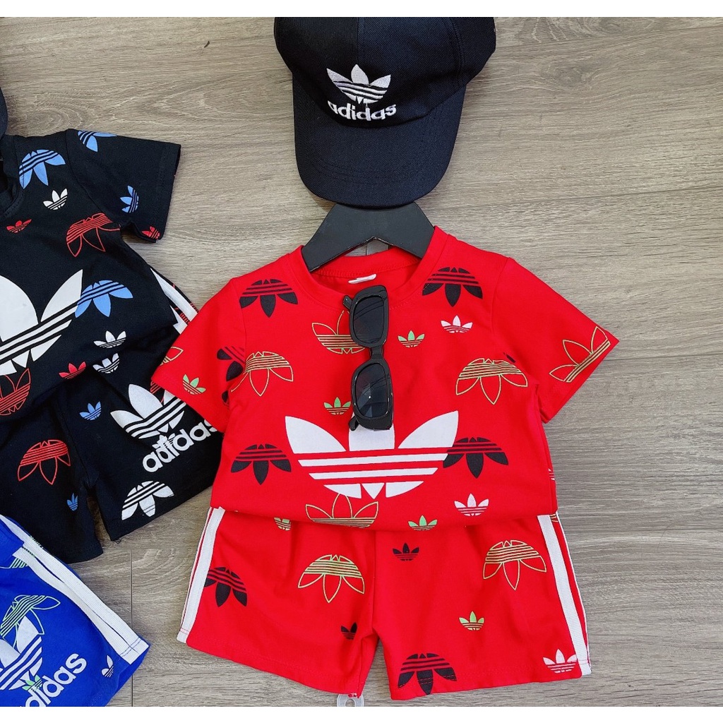 Xả hàng, Bộ cộc tay bé trai, bộ ba lá in tràn TẶNG KÈM MŨ cho bé