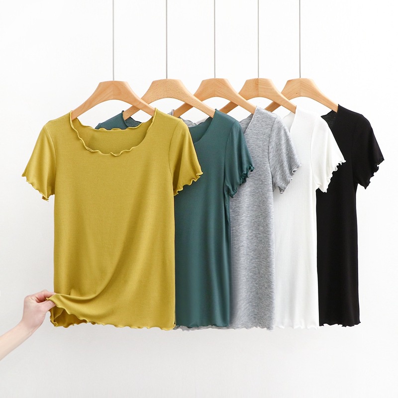 Áo Thun cotton Tay Ngắn Cổ Tròn Plus Size Phong Cách Hàn Quốc Cho Nữ