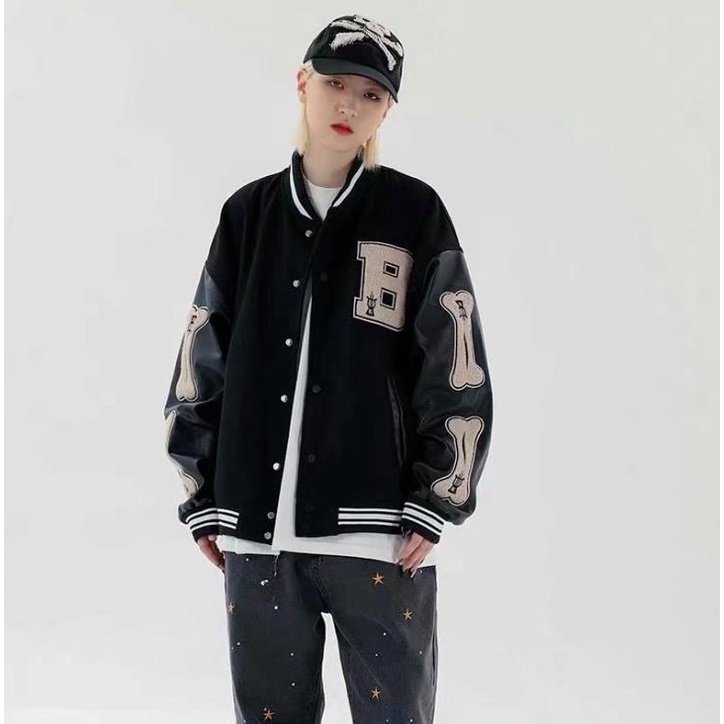 Áo Khoác Bóng Chày Dáng Rộng Áo KhoáC Nữ Form Rộng Áo KhoáC Nam In Họa Tiết Phong Cách Hip Hop Áo Mỹ Cá TíNh Cho Nam Bomber Áo Khoác Phong Cách Hàn Quốc