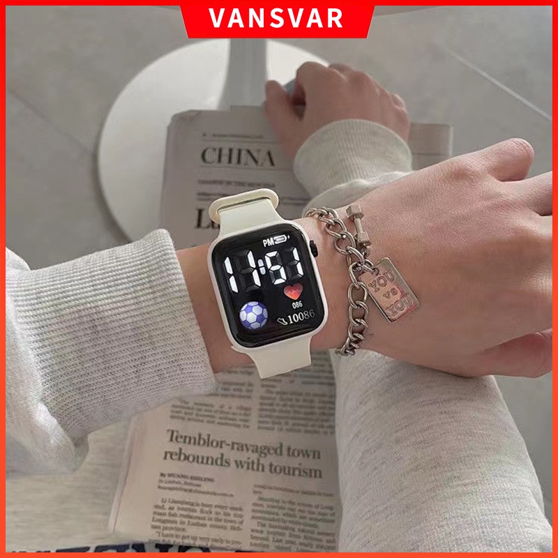 Đồng Hồ Điện Tử Đèn LED Dây Silicone Thể Thao Unisex