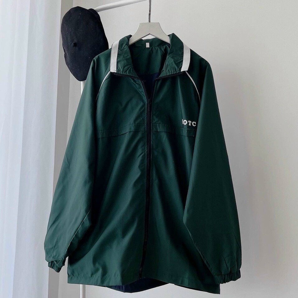 Áo Khoác Dù Nam Nữ Cổ Bẻ ROTC Vải Dù 2 lớp Màu Xanh Green Cực Hot Trend CADO FASHION