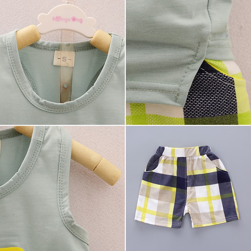 Set áo thun ba lỗ + quần shorts thời trang năng động cho bé trai