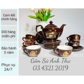 Bộ ấm chén bát tràng - bộ TBXG - kim kê đại các - chóp lửa - ấm chén bát tràng
