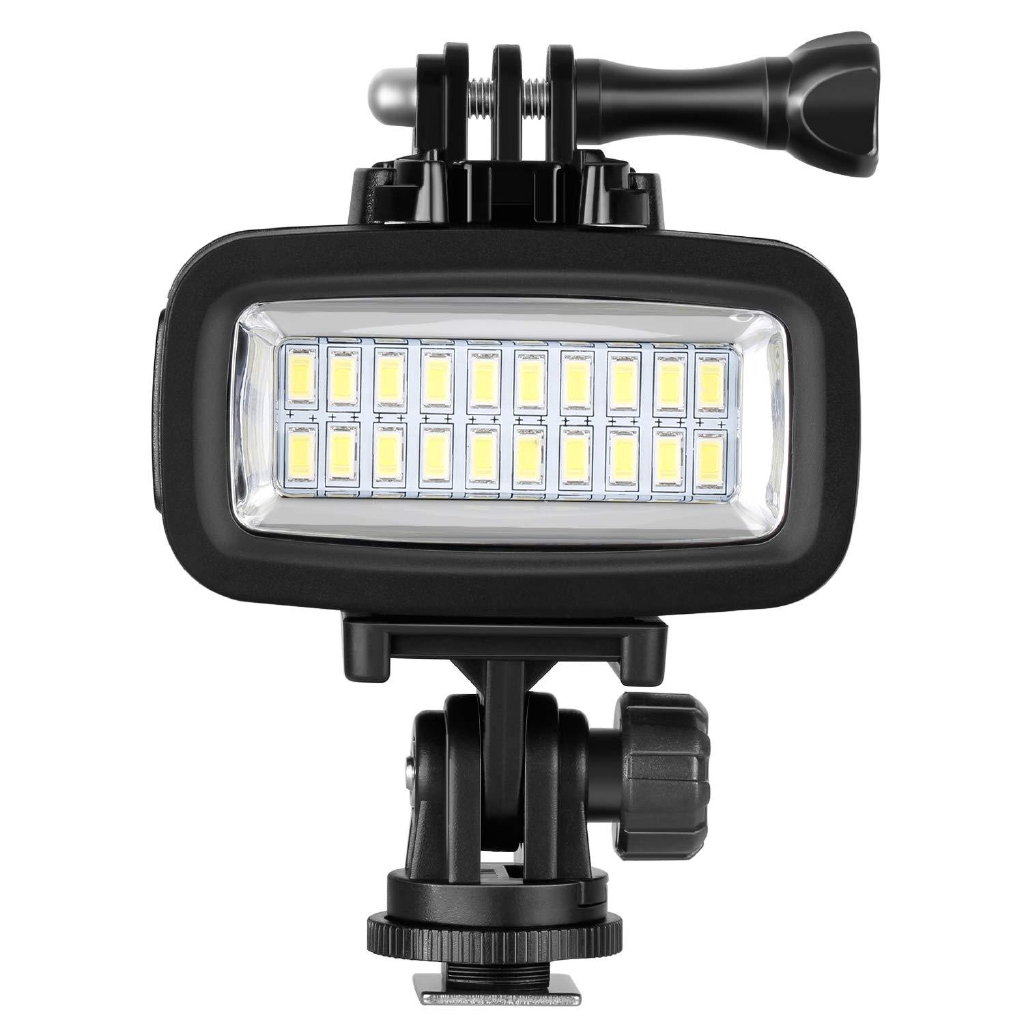 Đèn LED 3 màu (trắng, cam, tím) có flash chống nước 131ft/40m dùng cho GoPro Hero 7 6 5 4 3+ DSLR