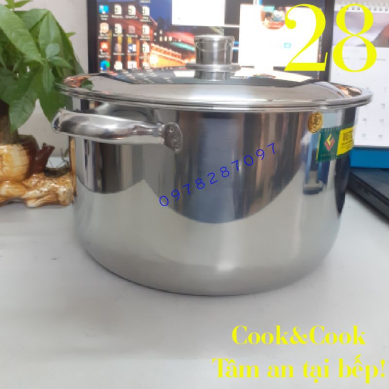 [Chính Hãng] Nồi luộc gà inox 10 lít size 28 cm đáy từ Vietcook