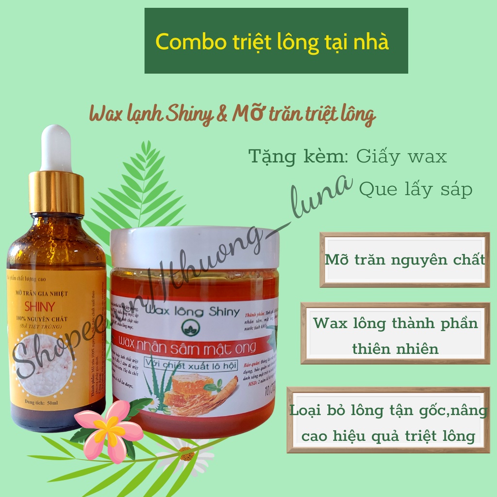 Sáp wax lông lạnh mật ong Shiny handmade và Mỡ trăn triệt lông Shiny nguyên chất triệt lông tay, chân, nách...50ml