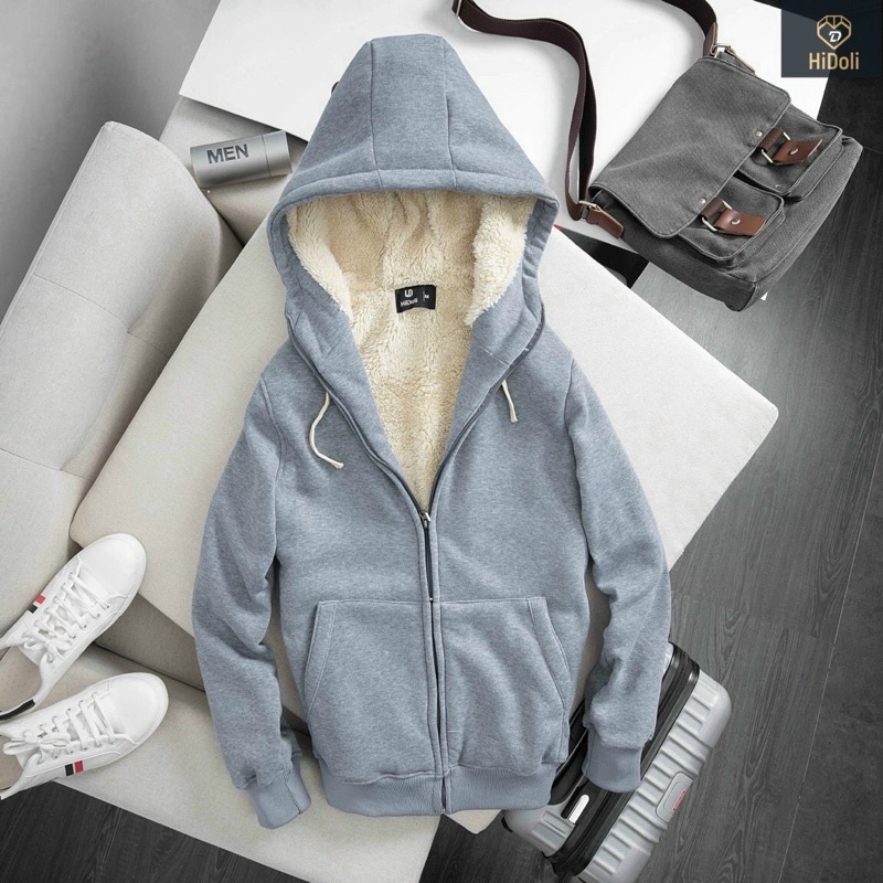 Áo khoác Hoodie nam nữ phong cách thời trang thể thao, Áo khoác nỉ lót lông cừu dày dặn ấm áp _109