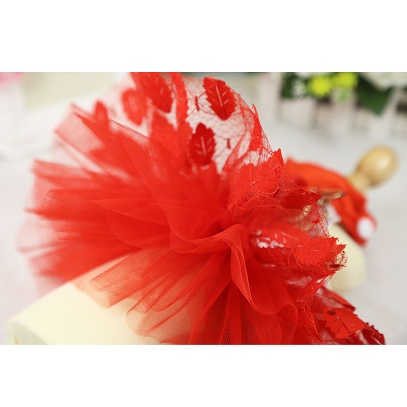 Đầm Cưới In Họa Tiết Lá Cây Đính Một Hàng Nút Màu Đỏ / Tím Thời Trang Xuân Hè Cho Thú Cưng