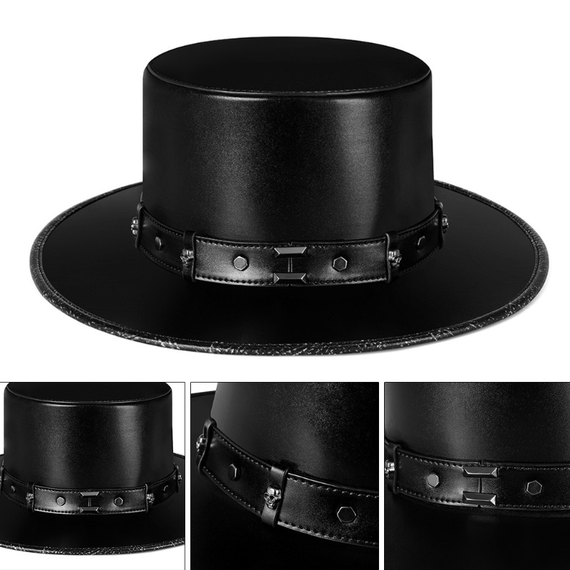 Mũ Bác Sĩ Da PU Màu Đen Hóa Trang Nhân Vật AOTO Steampunk