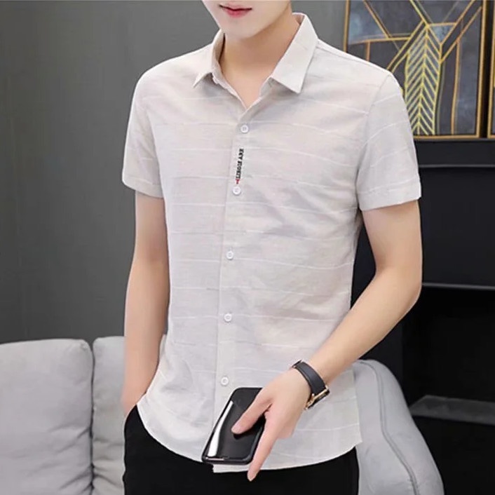 Sơ Mi Nam Tay Ngắn Họa Tiết Kẻ Lưới Thời Trang Mới