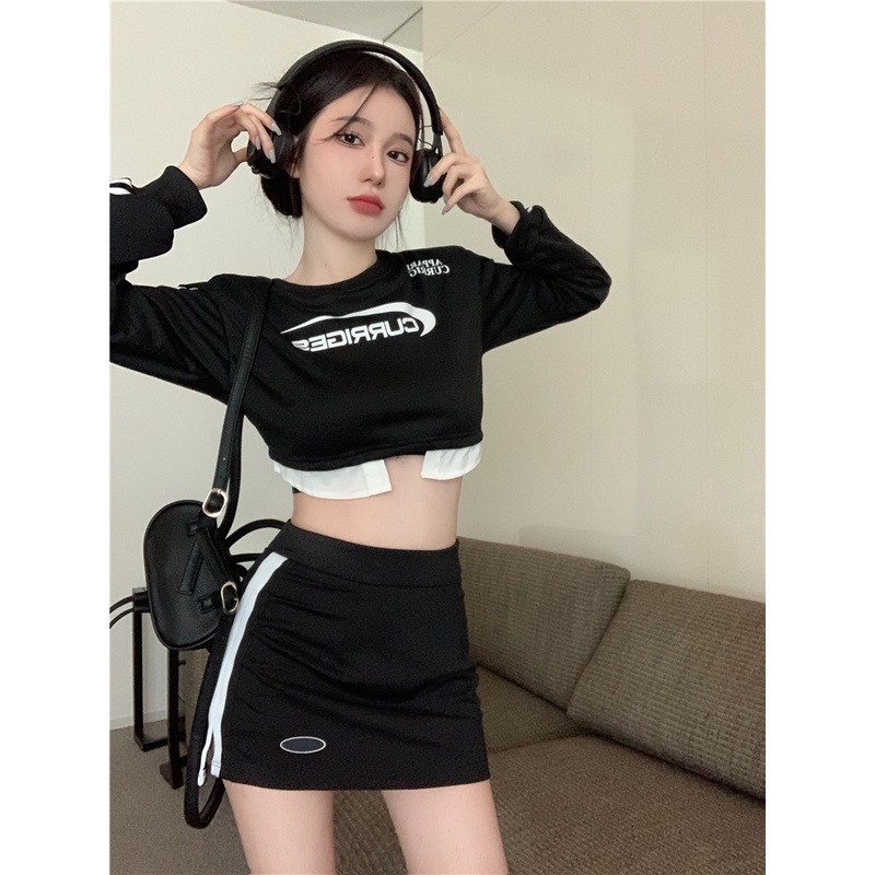 Set Áo Len Ngắn Tay Cổ Tròn + Chân Váy Ngắn Thời Trang Nữ