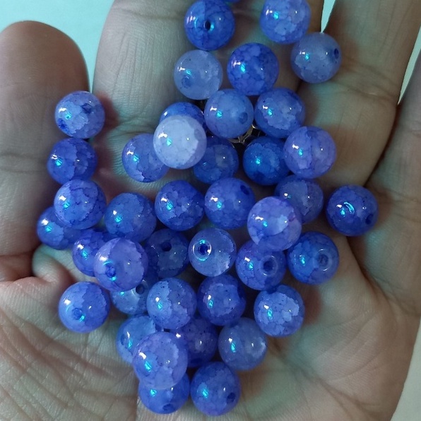 1 viên hạt đá rạn, đá nứt size 8mm màu tim xanh làm vòng tay handmade