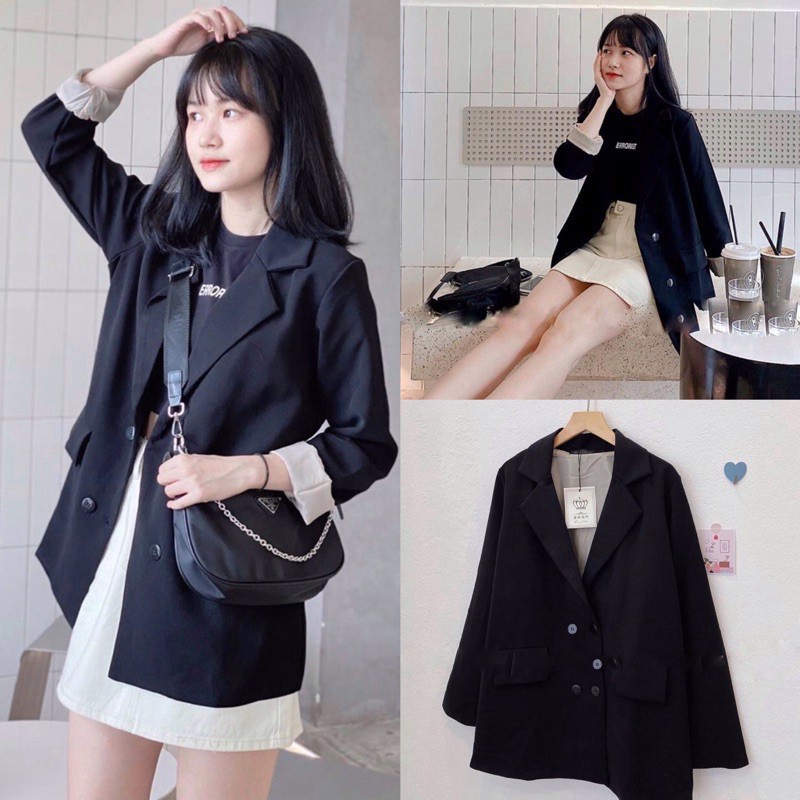 [EVACICI] BLAZER 2 LỚP NHIỀU MÀU FREESIZE DÀY DẶN. Blazer cổ vest vintage trendy