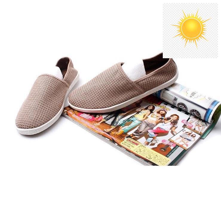 Giày lười nam L48, giày vải slipon sợi Canvas màu trắng trơn và Nâu phong cách độc đáo, cá tính