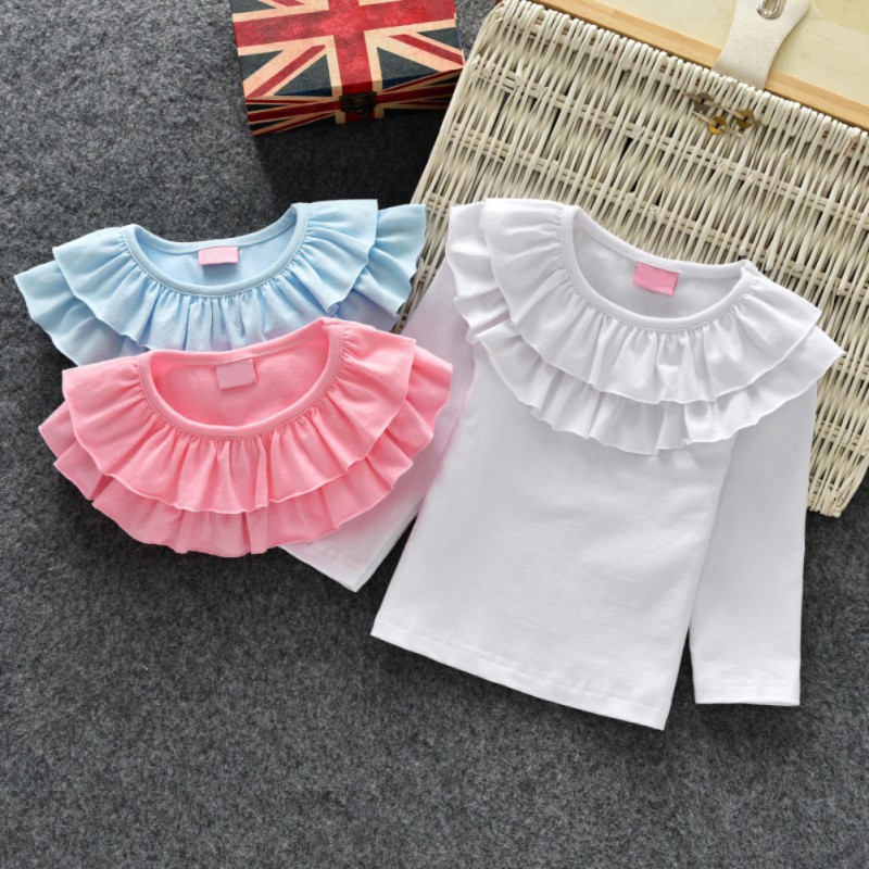 Áo thun cotton tay dài kiểu dáng công chúa dùng cho bé gái