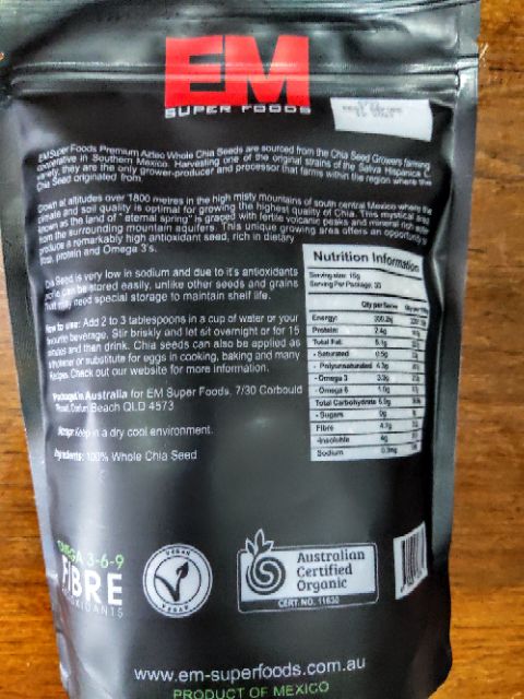 Hạt Chia Úc Black Bag Chia gói 500gr date 2023 | BigBuy360 - bigbuy360.vn