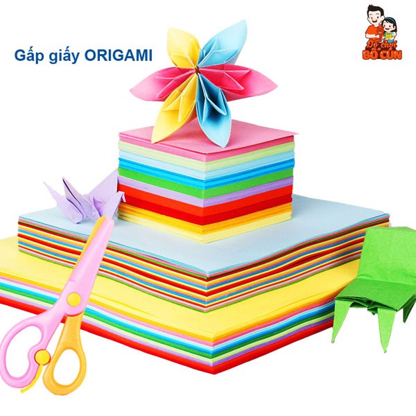 Gấp giấy origami, gấp hạc thủ công nhiều màu