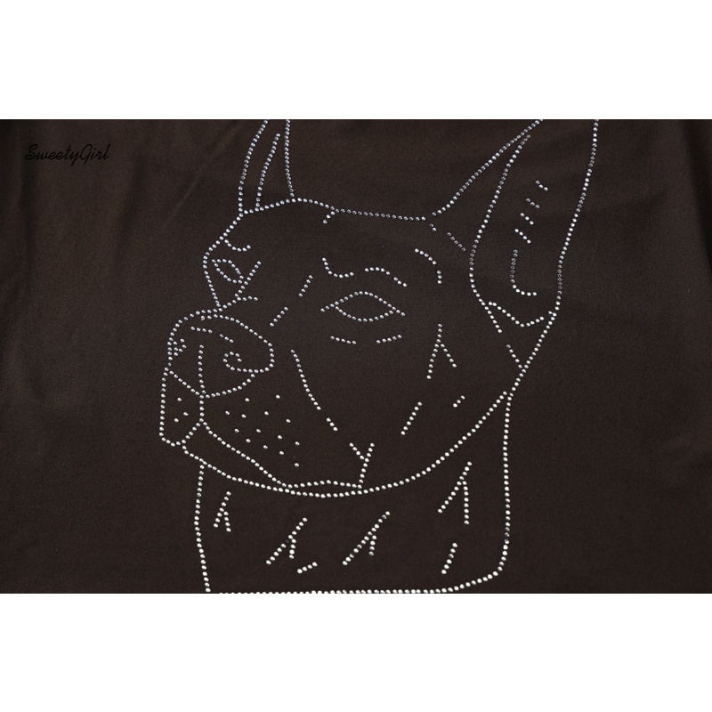 Áo Tank Top Cổ Tròn Màu Trơn Eo Thấp In Họa Tiết Chú Chó Dễ Thương Thời Trang 2022 Cho Nữ