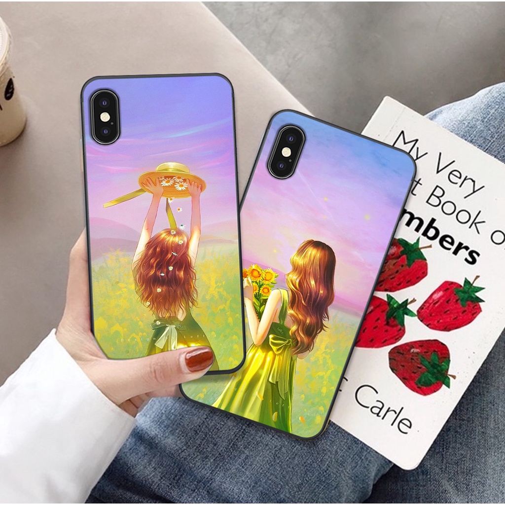 Ốp Iphone X / Xs / Xs max / Xr hình cô gái , chàng trai mùa thu nhẹ nhàng dễ thương trẻ trung