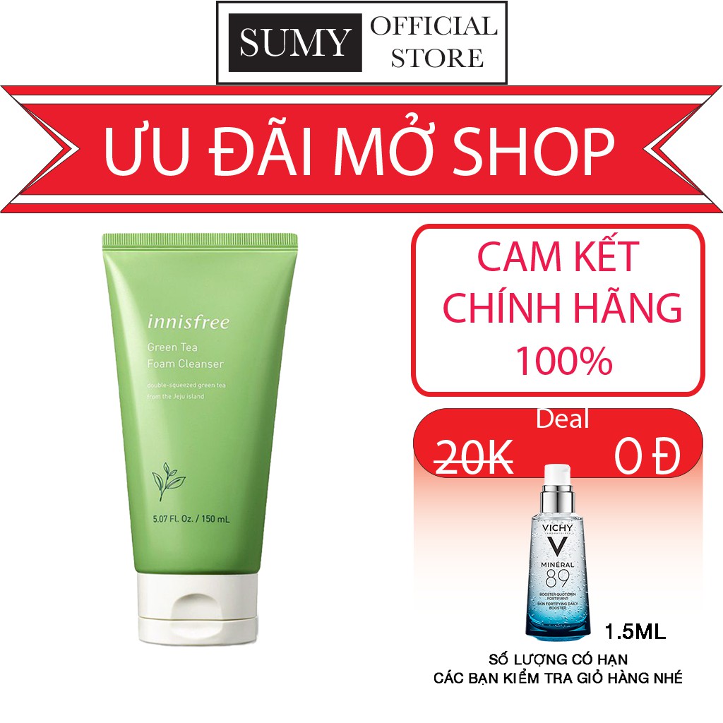 Sữa rửa mặt innisfree trà xanh Green Tea Foam Cleanser 150ml -  SUMY